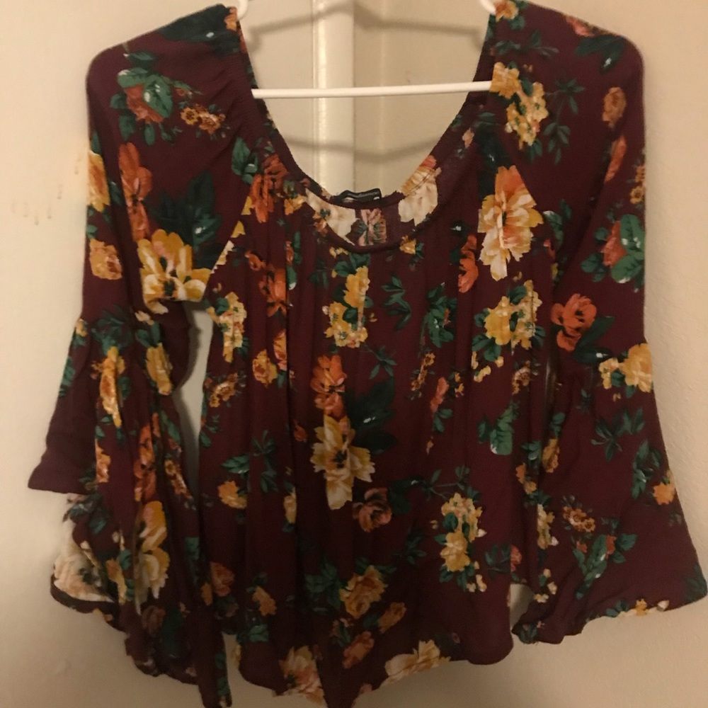 Off the shoulder floral shirt